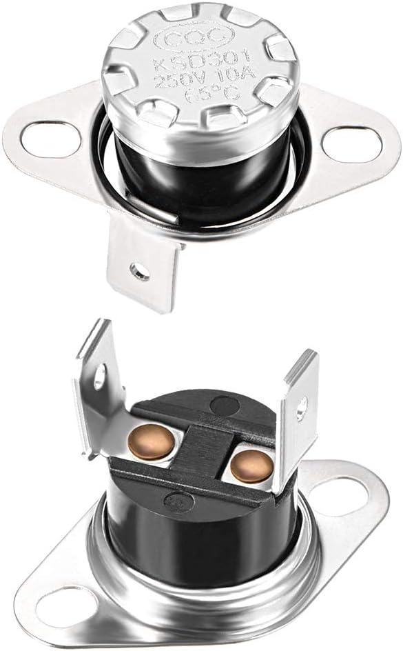 KSD301 Thermostat 65°C/149°F 10A Normally Open N.O Adjust Snap Disc Temperature Switch for Microwave Oven Coffee Maker 2pcs