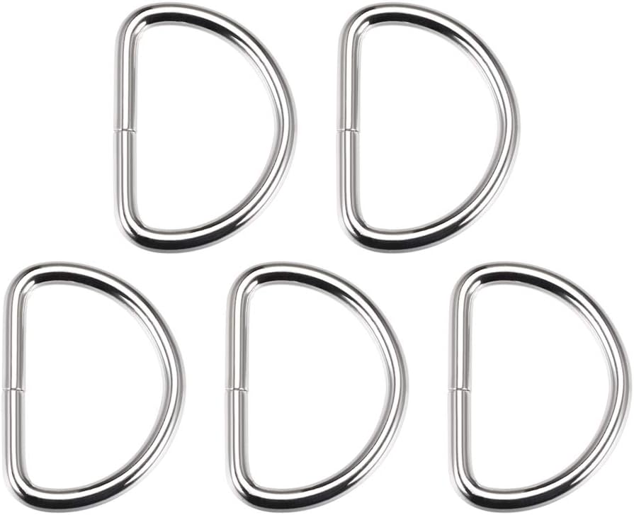 LinkMejor 5pcs Metal D Ring 1.6"(40mm) D-Rings Buckle for Hardware Bags Belts Craft DIY Accessories Silver Tone