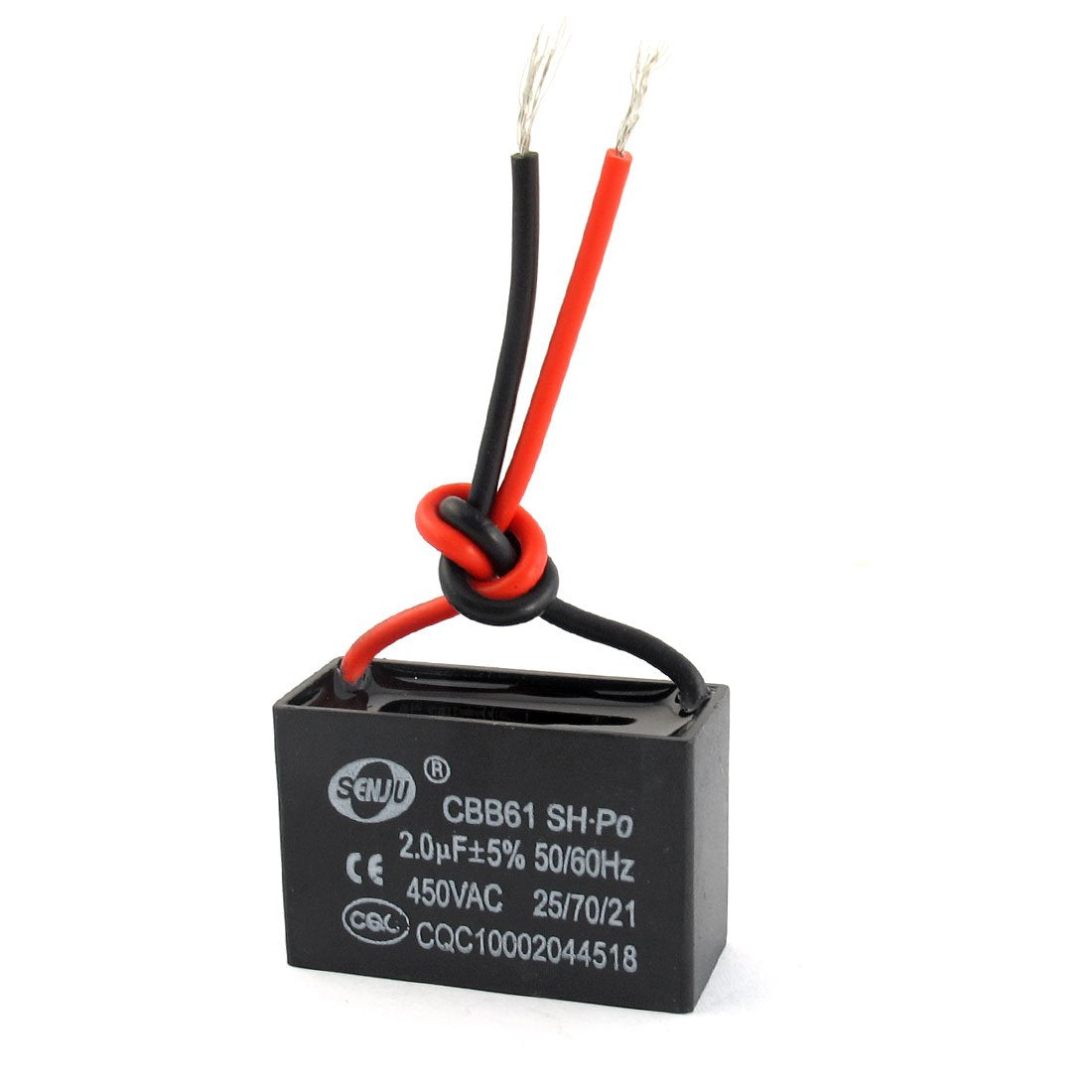 a14071500ux0216 CBB61 2uF Rectangle Non Polar Electric Motor Capacitor, AC 450V, Black