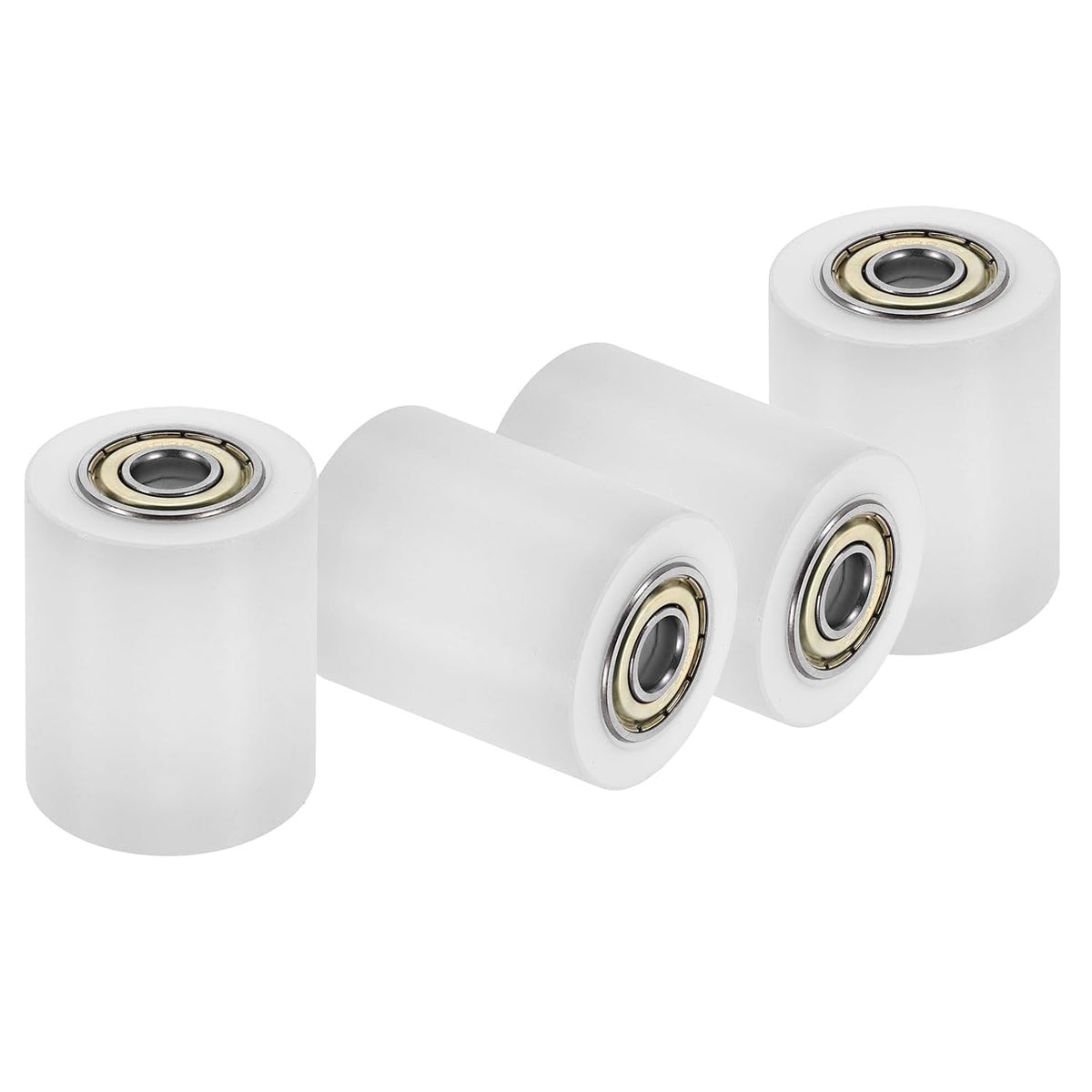 4Pcs Plastic Roller Wheel with Bearings, ID 3/8" (10mm) x OD 1-37/64″ (40mm) x Length 1-15/16"(50mm), Guiding Wheel Flat Belt Idler (White)