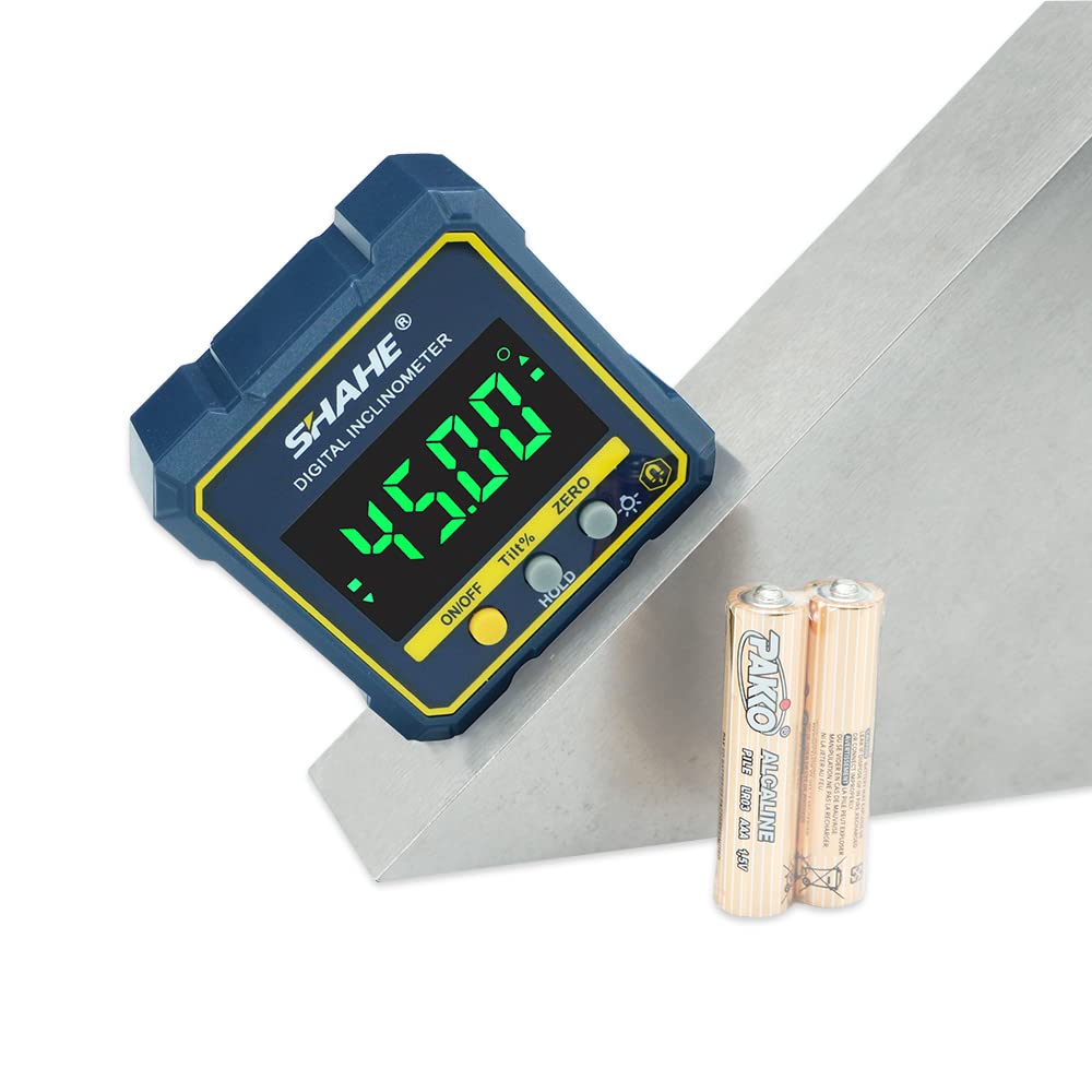 LinkMejor Digital Vinkelmåler Magnetisk Kompass Inclinometer Niveau Vinkelfinder Vinkelblok Niveauboks med Magnetisk Basis og Baglys