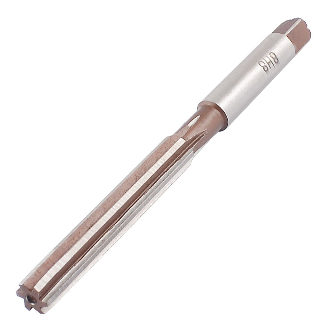 Square End 8mm Cutting Diameter 6 Flutes HSS Hand Reamer Milling Cutter Brown Silver Tone