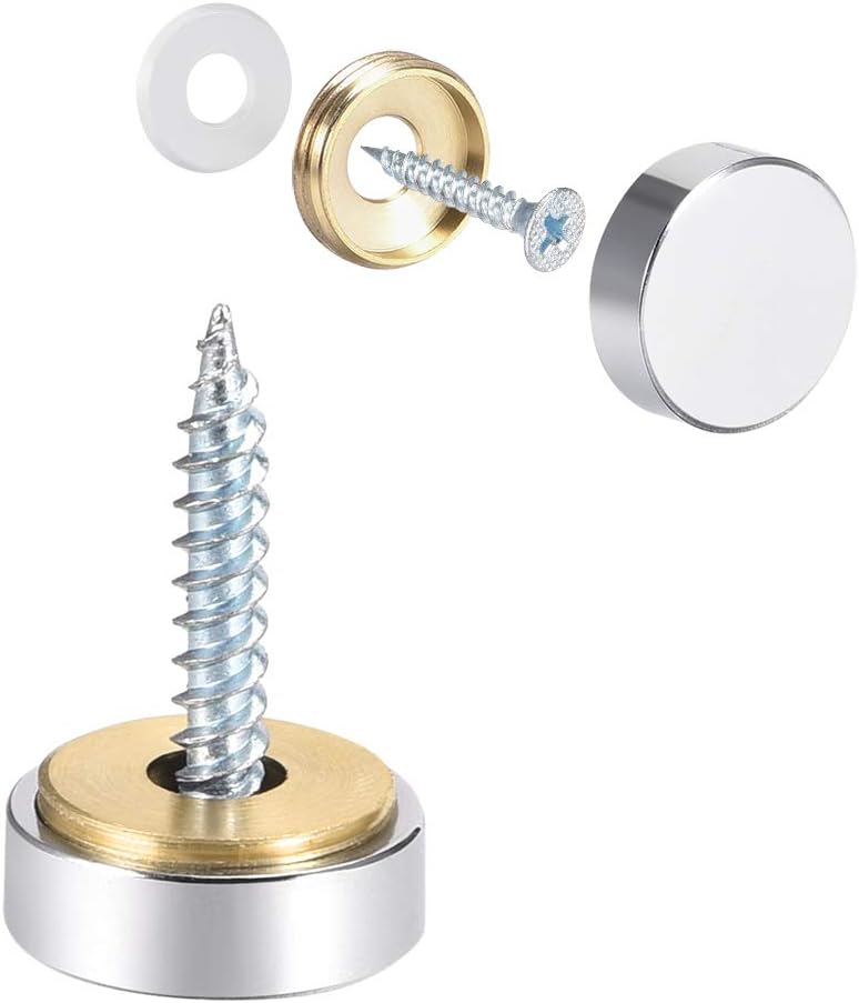 Mirror Screws Decorative Caps Cover Nails Polished Stainless Steel 16mm 8pcs