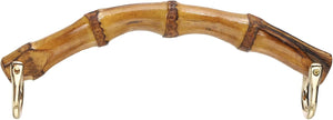 Bamboo Purse Handle, 6.3" U-Shaped Handbag Handle with D Ring, Replacement Decorative Handbag Strap for Crochet Beach Straw Bag Making, Brown