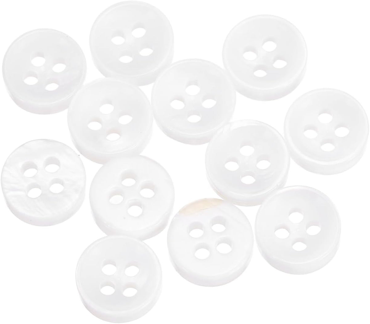 12Pcs Natural Shell Buttons, 4 Hole 8.8mm Mother of Pearl Buttons, Bowl Type Button for Shirt Coat Suits Jacket Jeans Skirt Pants Dress Sewing Craft DIY Decoration, White