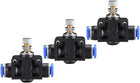 6mm OD Pneumatic Air Flow Control Valve with Push-to-Connect Fitting,Straight Air Pneumatic Flow In-Line Speed Controller Valve,3pcs