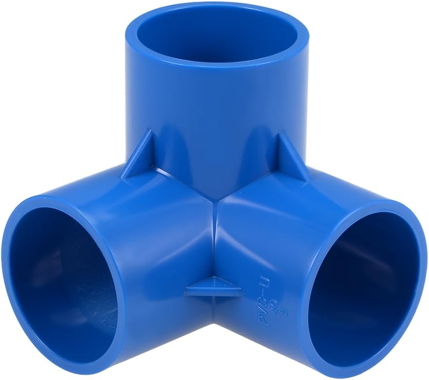 3-Way Elbow PVC Pipe Fitting Furniture Grade 40mm Size Tee Corner Fittings Blue 2pcs