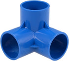 3-Way Elbow PVC Pipe Fitting Furniture Grade 40mm Size Tee Corner Fittings Blue 2pcs