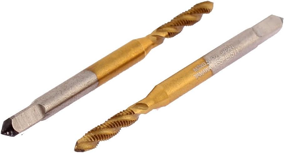 M3 x 0.5 Screw Spiral Flute Ti Coated Spiral Point Tap 2Pcs