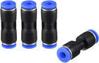 Plastic Straight Union Push to Connect Tube Fitting 4mm OD Push Fit Lock Blue 4pcs