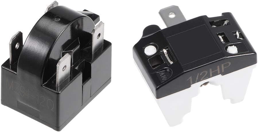 Refrigerator Start Relay 12 Ohm 4 Pin + Compressor Thermal Overload Protector 1/2HP 375W
