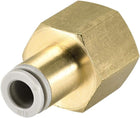 Push to Connect Tube Fittings 8mm Tube OD x 1/2 PT Female Straight Pneumatic Connector Pipe Fitting Golden Tone