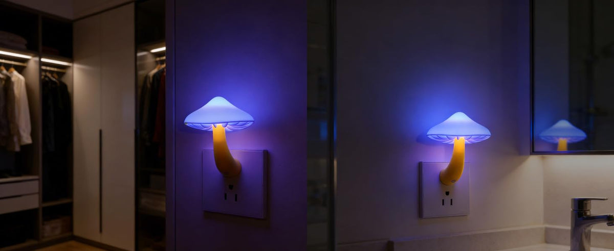 링크메이저 LED 버섯 나이트라이트 플러그인 램프, 라이트 센서 나이트라이트