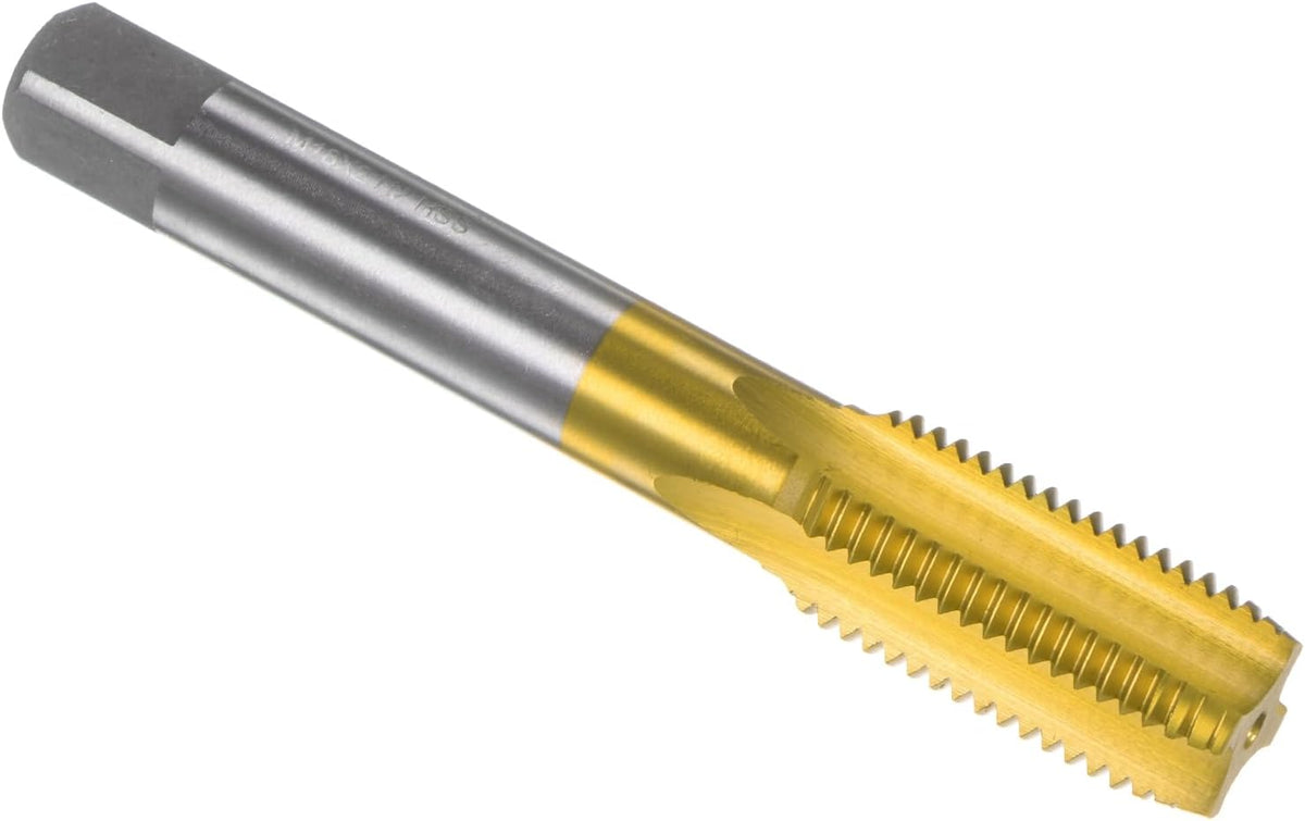 Metric Machine Thread Milling Tap M18 x 2 H2 Titanium Coated (Ti-coated) High Speed Steel 4 Straight Flutes Screw Thread Tapping Threading Machinist Repair DIY Tool