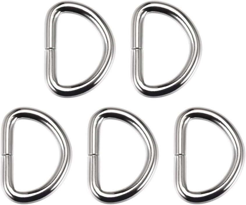 LinkMejor 5pcs Metal D Ring 1"(25mm) D-Rings Buckle for Hardware Bags Belts Craft DIY Accessories Silver Tone
