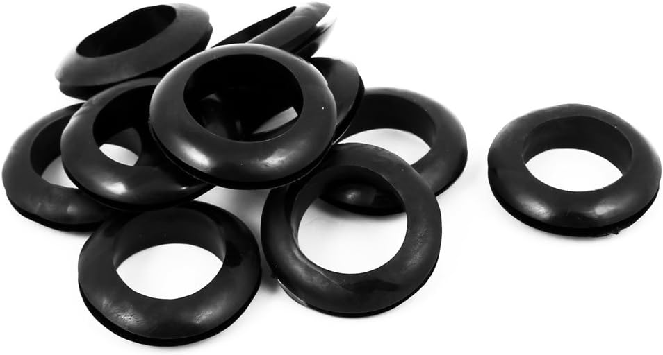 30mm Inner Dia Double Sides Rubber Wire Grommets Gasket Ring Cable Protector Black 10 PCS