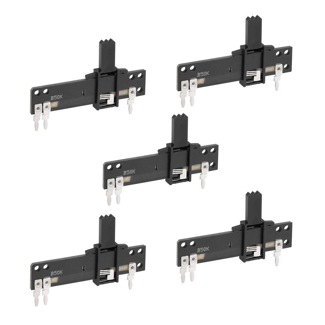 5pcs Fader Variable Resistors Mixer 40mm Straight Slide Potentiometer B503 50K Ohm Linear Single Potentiometers for Dimming Tuning