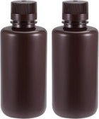 Plastic Lab Chemical Reagent Bottle 500ml/16.9oz Small Mouth Sample Sealing Liquid Storage Container Brown 2pcs