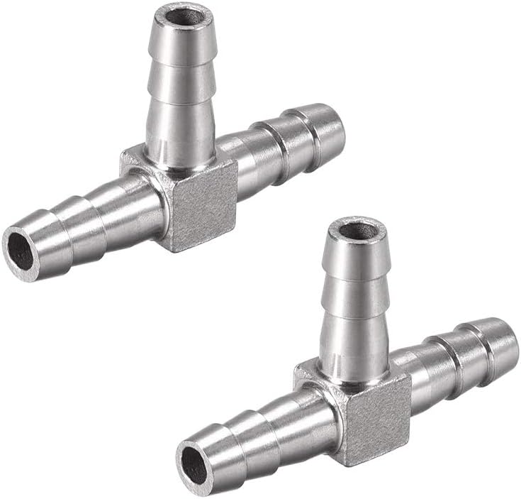 5/16-Inch (8mm) Hose ID Barb Fitting Stainless Steel 3 Way T-Shaped Union Home Brew Fitting 2pcs