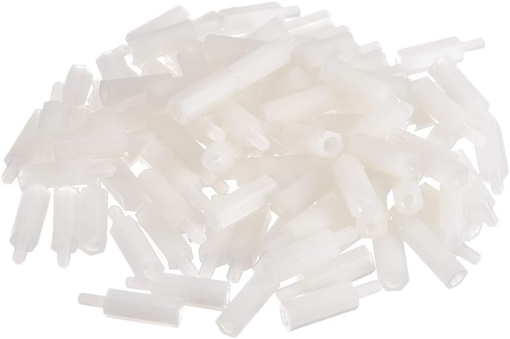 M3 15+6mm F/M Nylon Hex Standoff Spacer Screws PCB Pillar White 100 Pcs