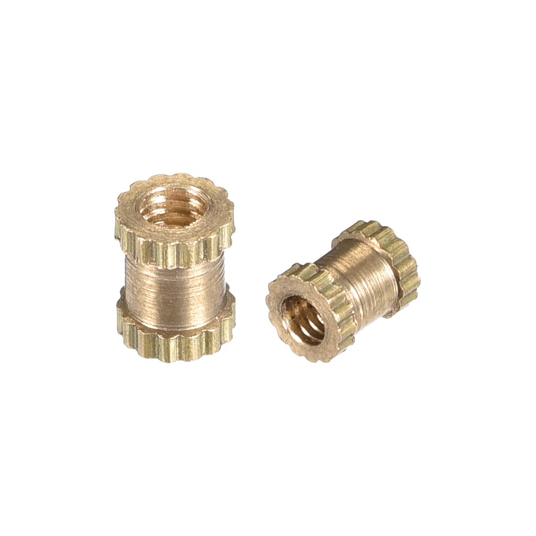 Knurled Insert Nuts, M2 x 4mm(L) x 3.5mm(OD) Female Thread Brass Embedment Assortment Kit, 30 Pcs