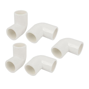 5 Pcs White PVC-U 20mm Inner Dia 90 Degree Bent Wire Pipe Connector