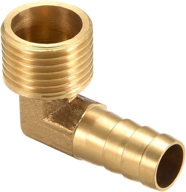 Brass Barb Hose Fitting, 90 Degree Elbow 12mm Barbed to 1/2G Male Pipe Adapter Connector