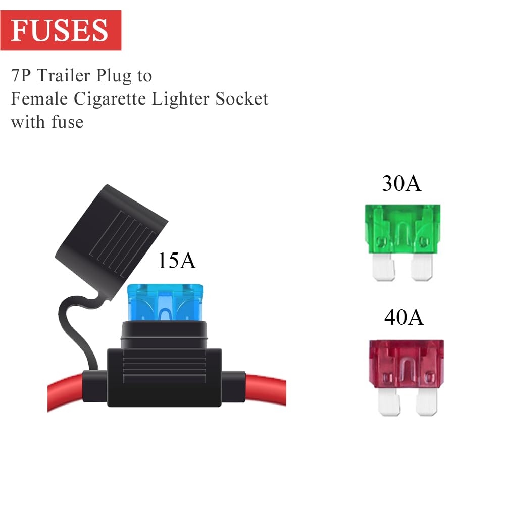 7-Pin auf Zigarettenanzünder Adapter 7-Wege Stromzugriff, 10AWG 2FT