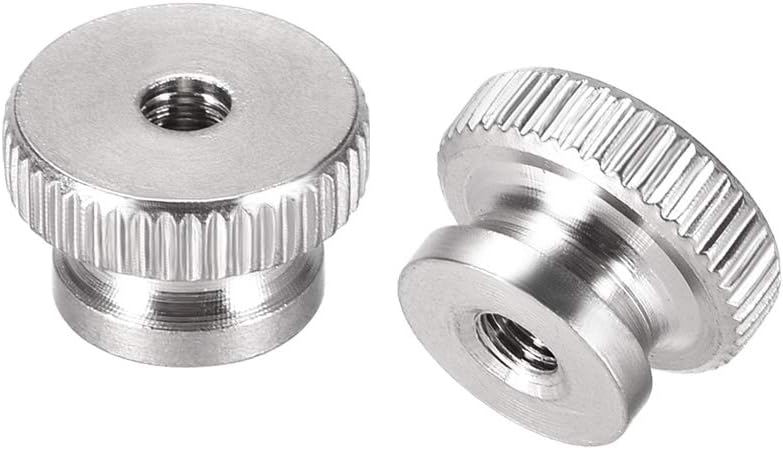 Knurled Thumb Nuts, 2Pcs M3x0.5mm 304 Stainless Steel Round Knobs Fasteners for 3D Printer Parts, Silver Tone