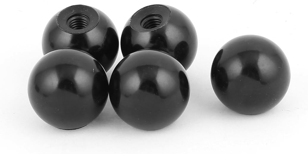 Plastic M8 x 28mm Thread 30mm Diameter Spherical Round Ball Lever Knob Black 5Pcs