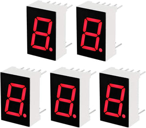 Common Anode 10 Pin 1 Bit 7 Segment Display 0.75 x 0.5 x 0.31 Inch 0.5" Red LED Display Digital Tube 5pcs