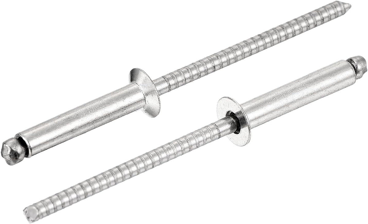 50Pcs 1/8" x 5/8" 304 Stainless Steel Countersunk Blind Rivet, Open-End Type Blind Rivets for DIY, Sheet Metal, Automotive Repairs, Furniture, Boat, and Duct Work (Silver)