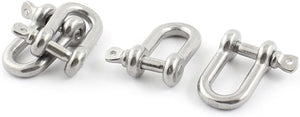 4PCS Stainless Steel 46mm Thread Wire Rope Fastener D Shackles 28 x 16 x 10mm