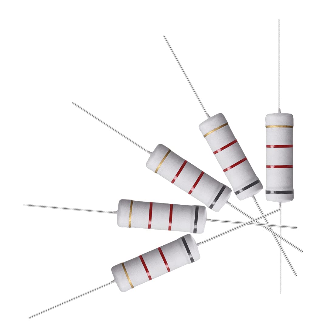 10Pcs 8.2K Ohm Resistor, 5W 5% Tolerance Metal Oxide Film Resistors, Axial Lead, Flame Proof for DIY Electronic Projects and Experiments
