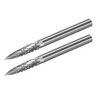 Tungsten Carbide Rotary Files 1/8" Shank, Double Cut Tree Shape Rotary Burrs Tool 3mm Dia, for Die Grinder Drill Bit Wood Soft Metal Carving Polishing Model Engineering, 2pcs