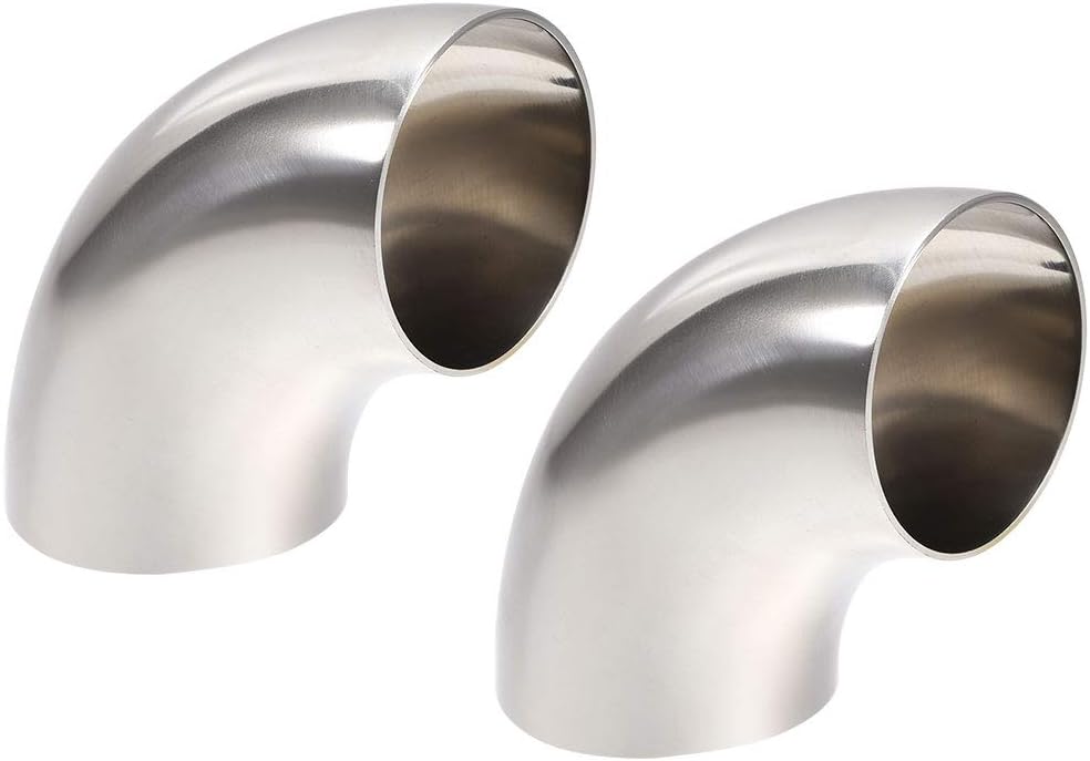 Stainless Steel 304 Vacuum Fitting Elbow 90 Degree Polished 2 Inch Tube OD 2pcs