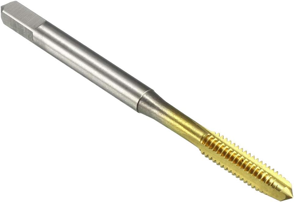 Metric Machine Tap M4 x 0.7mm H2 Titanium Coated (Ti-coated) High Speed Steel 3 Straight Flutes Screw Thread Tapping Threading Machinist Repair DIY Tool