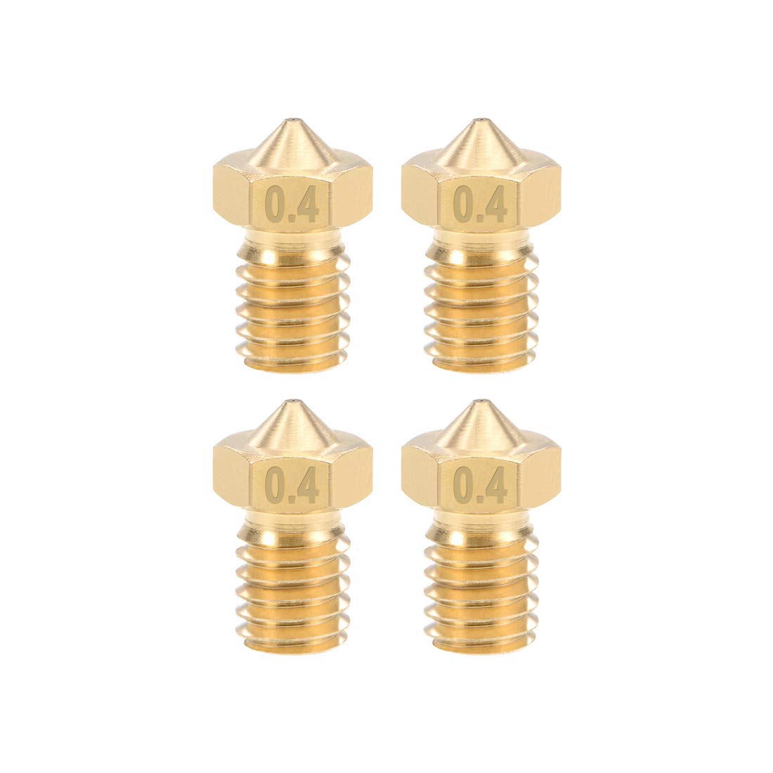 0.4mm 3D Printer Nozzle Head M6 Thread Replacement for V5 V6 3mm Extruder Print, Brass 4pcs