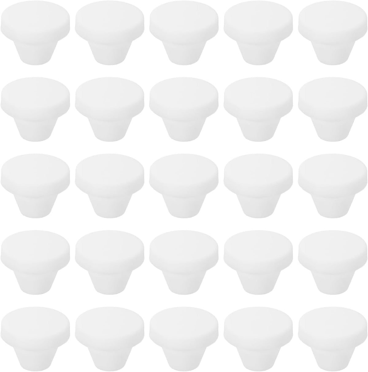 25Pcs Snug Plugs, Rubber Hole Plugs Round Soft Flexible Stopper Fit 8mm (0.31 Inch) Hole Dia., Waterproof Silicone Plug for Round Holes Sealing Kitchen Furniture, White