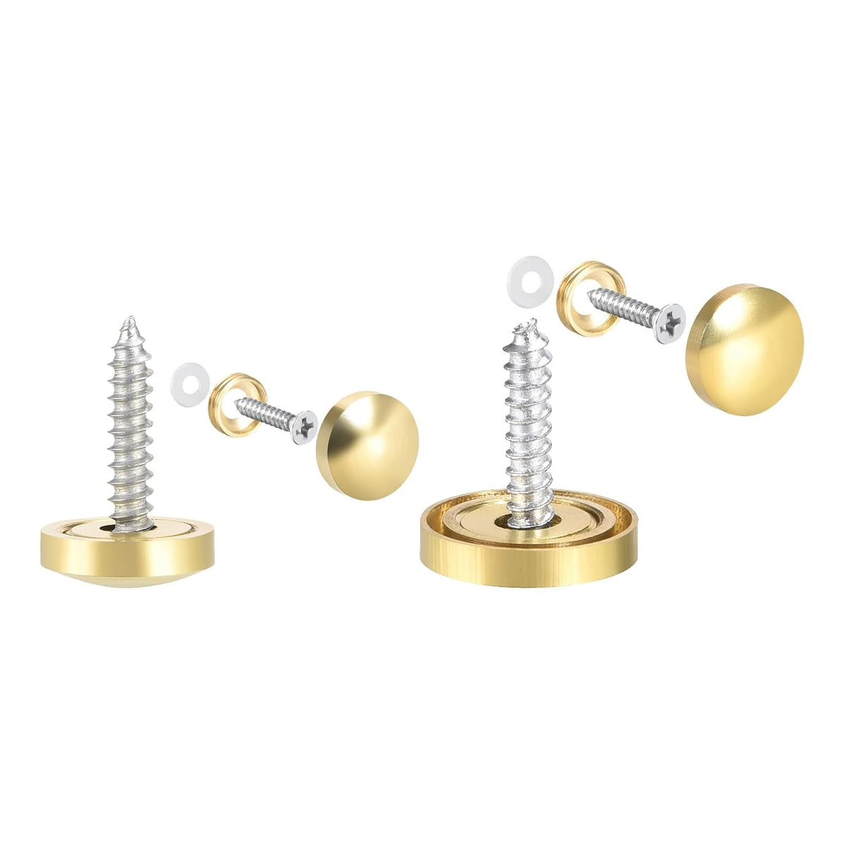 Mirror Screws Decorative Caps Cover Nails Polished Gold 14mm 8pcs and 16mm 8pcs for Mirrors, Tea Tables, Wardrobes