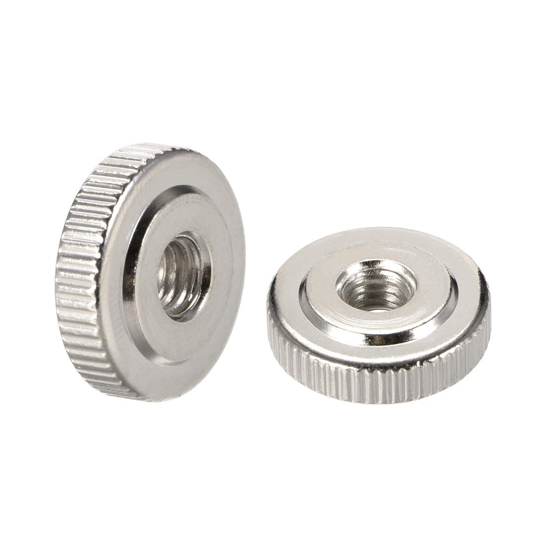 Round Knurled Thumb Nuts Conector Lock Adjusting Nuts, M6 Female Threaded Thin Type, Nickel Plated, Pack of 20