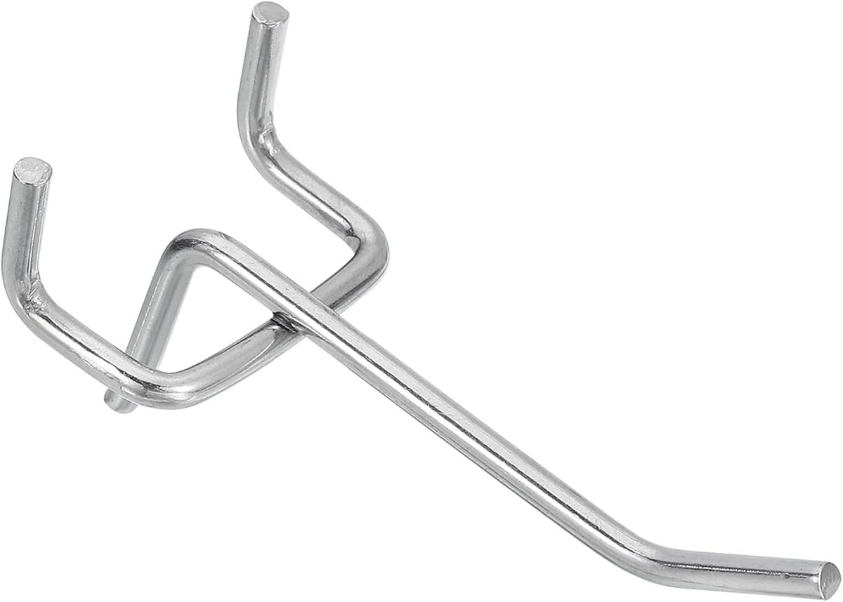 50Pcs 2" Pegboard Hooks, L Shape Metal Wall Hooks, Pegboard Tool Accessories Fit 1/8" Pegboard 32mm Hole Distance for Wall Organizing, Garage, Kitchen, Store, Silver
