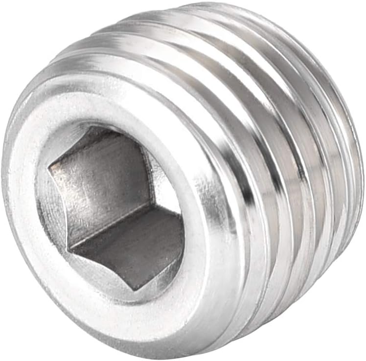 Hex Countersunk Plug - Stainless Steel Pipe Fitting 1/4NPT Male Thread Socket Pipe Adapter Connector