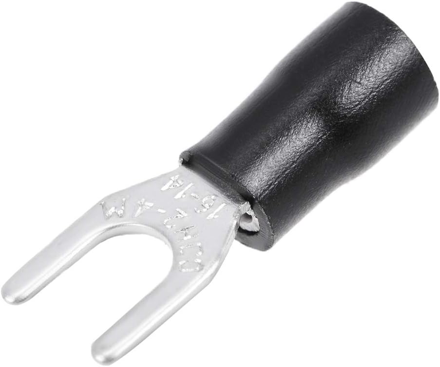 50Pcs SV2-4M Insulated Fork Spade U-Type Wire Connector Electrical Crimp Terminal 16-14AWG Black