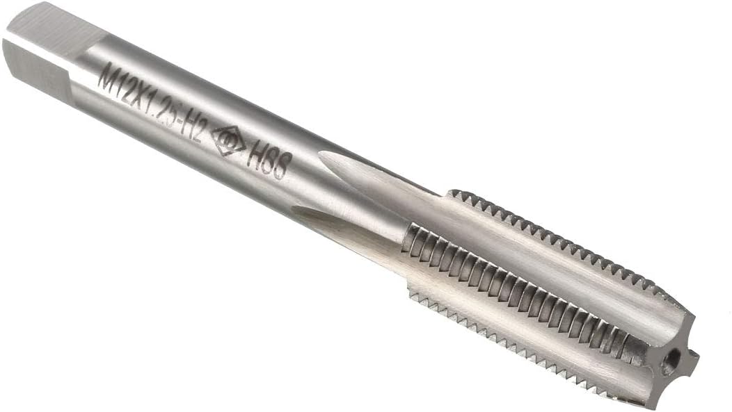 Metric Machine Tap M12 x 1.25mm H2 H2 High Speed Steel 4 Straight Flutes Screw Tapping Threading Machinist Repair DIY Tool