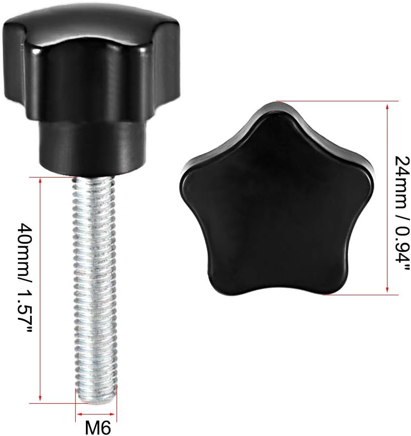 4 Pcs Stjärnhandtag Grepp M5 x 10mm Hanncylindrig Steg Zinkstång Ersättning PP