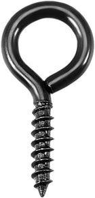 0.07"x0.6" Screw Eye Hooks Self Tapping Screws Screw-in Hanger Eye-Shape Hooks Black 60pcs for Tie-Downs, Lifting and Securing Cables Wires