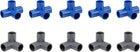 20mm PVC 3-Way Elbow Tee Pipe Fitting Gray 10Pcs and 4 Way Elbow Tee Fittings Blue 10Pcs