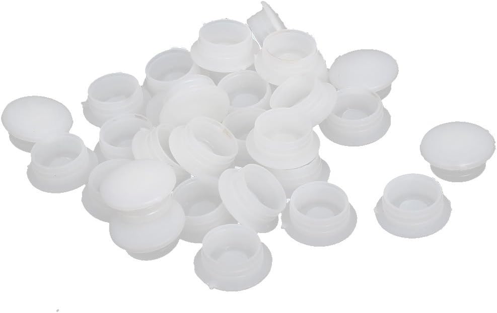 12mm Dia Plastic Thread Design Screw Cap Covers Hole Lids White 30pcs