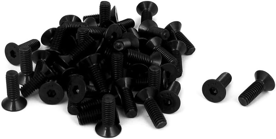 M4 x 12mm Metric Hex Socket Countersunk Head Screw Bolts Black 50PCS